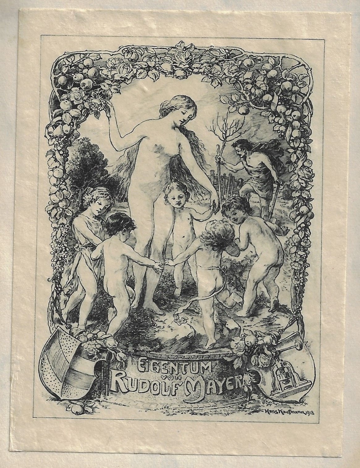 Ex Libris aus dem Buche Die Reliefarbeiten von Professor Rudolf Mayer von Carl Leyh von 1918