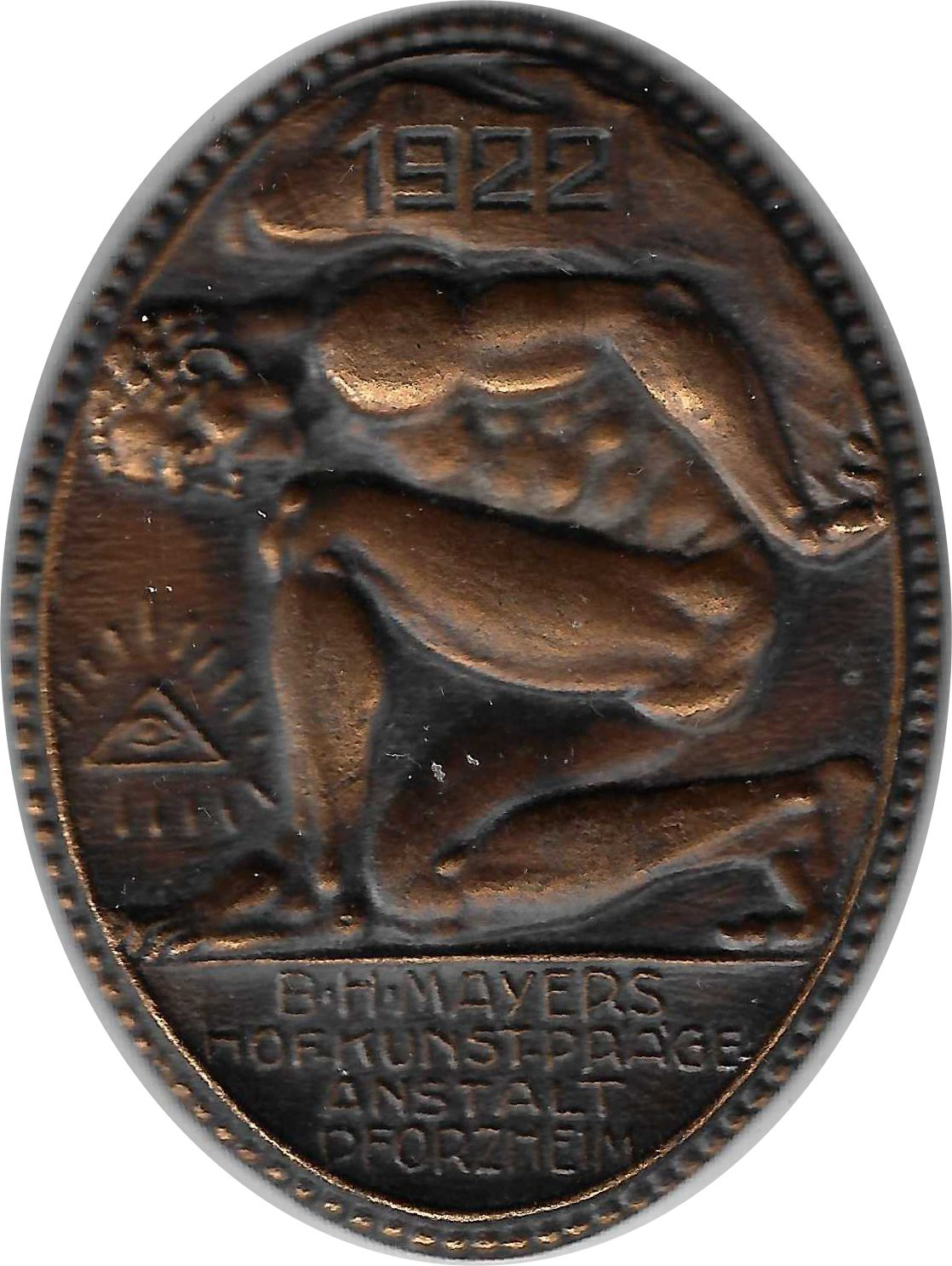Jahresmedaille des Jahres 1922 der B. H. Mayer's Hof-Kunstprägeanstalt Pforzheim