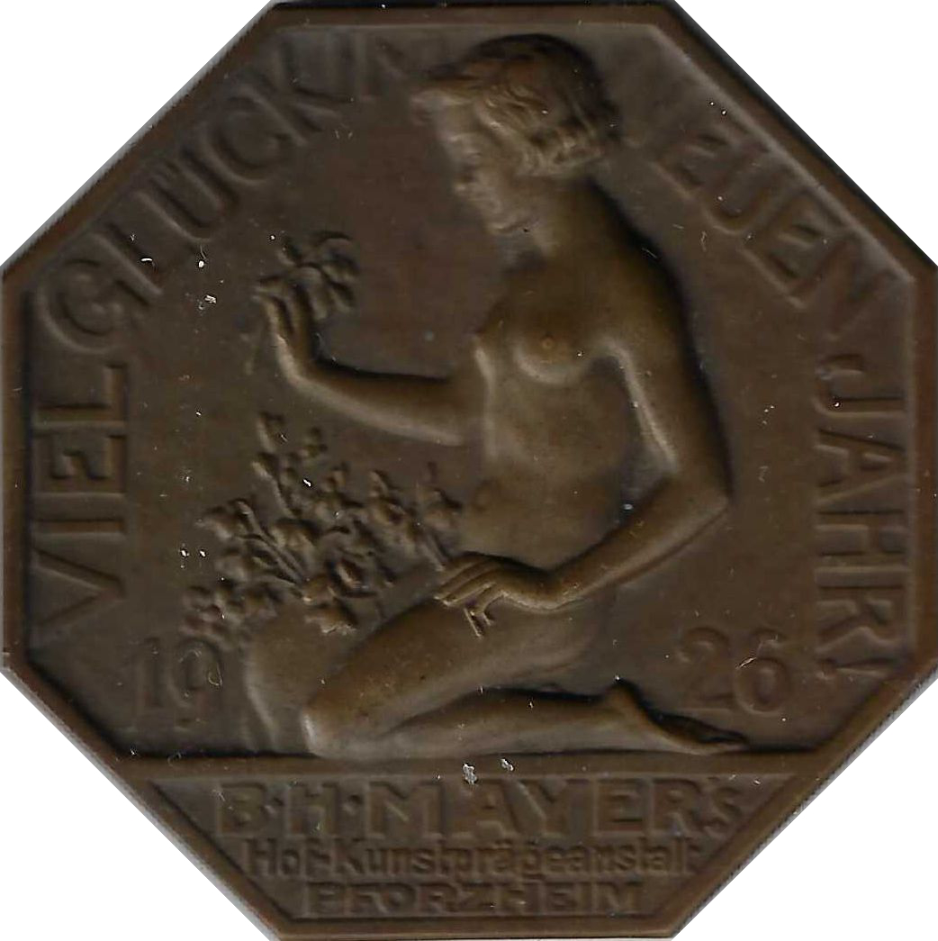 Jahresmedaille des Jahres 1926 der B. H. Mayer's Hof-Kunstprägeanstalt Pforzheim