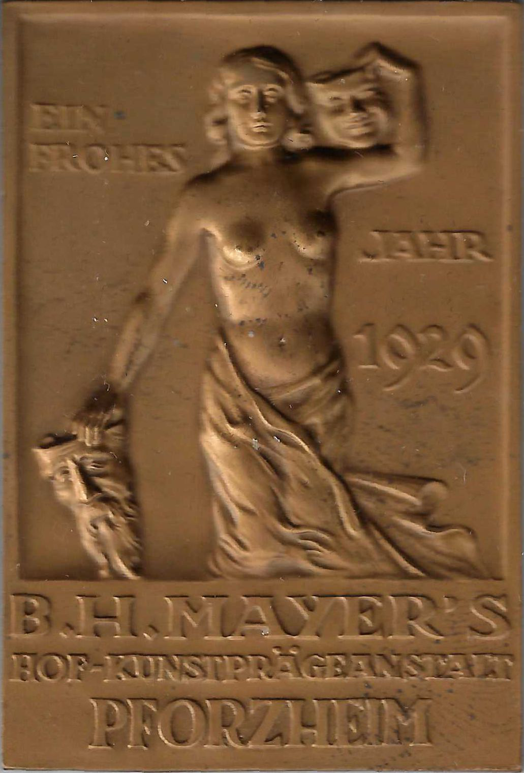 Jahresmedaille des Jahres 1929 der B. H. Mayer's Hof-Kunstprägeanstalt Pforzheim