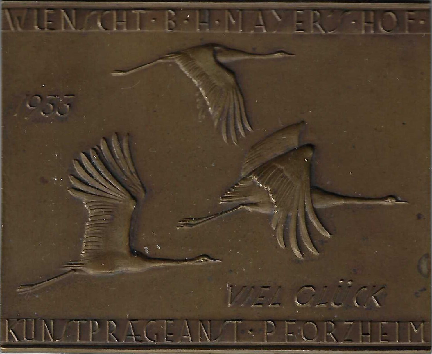 Jahresmedaille des Jahres 1933 der B. H. Mayer's Hof-Kunstprägeanstalt Pforzheim