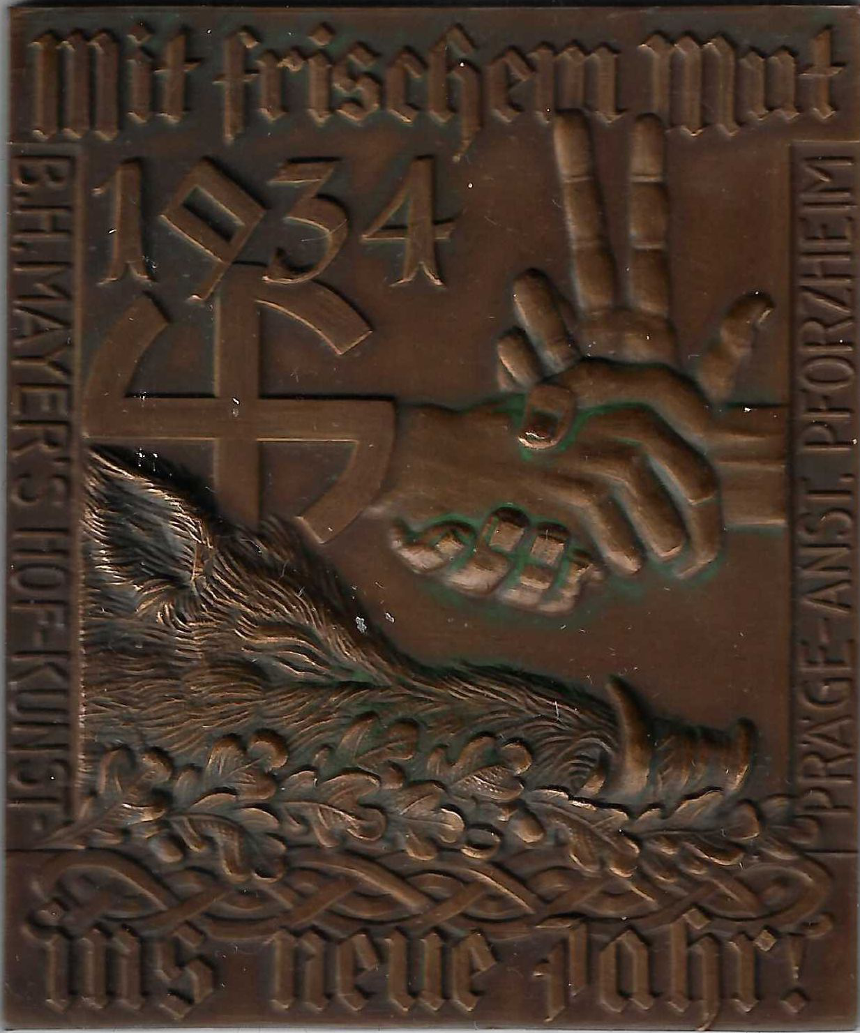 Jahresmedaille des Jahres 1934 der B. H. Mayer's Hof-Kunstprägeanstalt Pforzheim