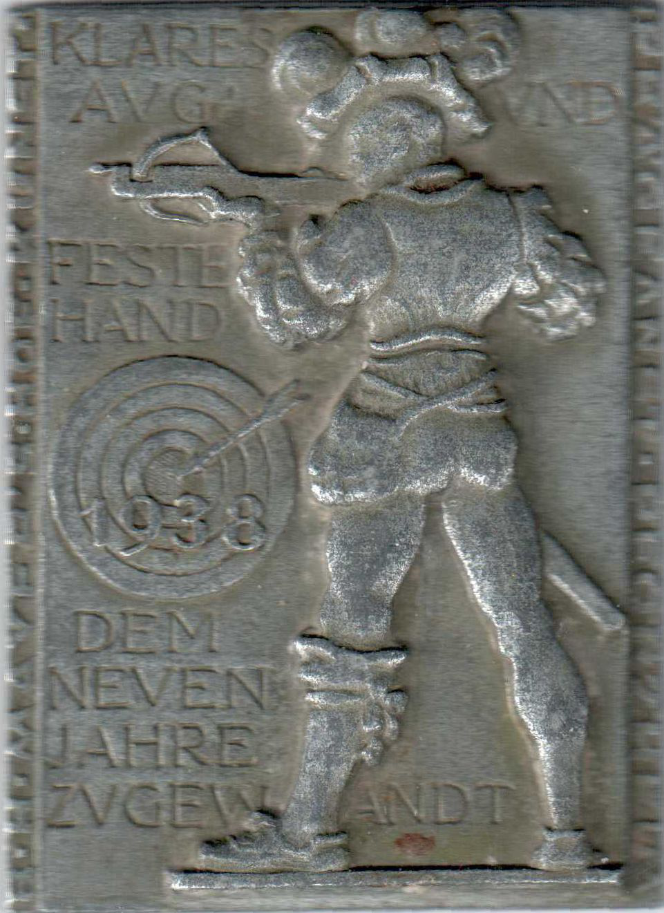 Jahresmedaille des Jahres 1938 der B. H. Mayer's Hof-Kunstprägeanstalt Pforzheim