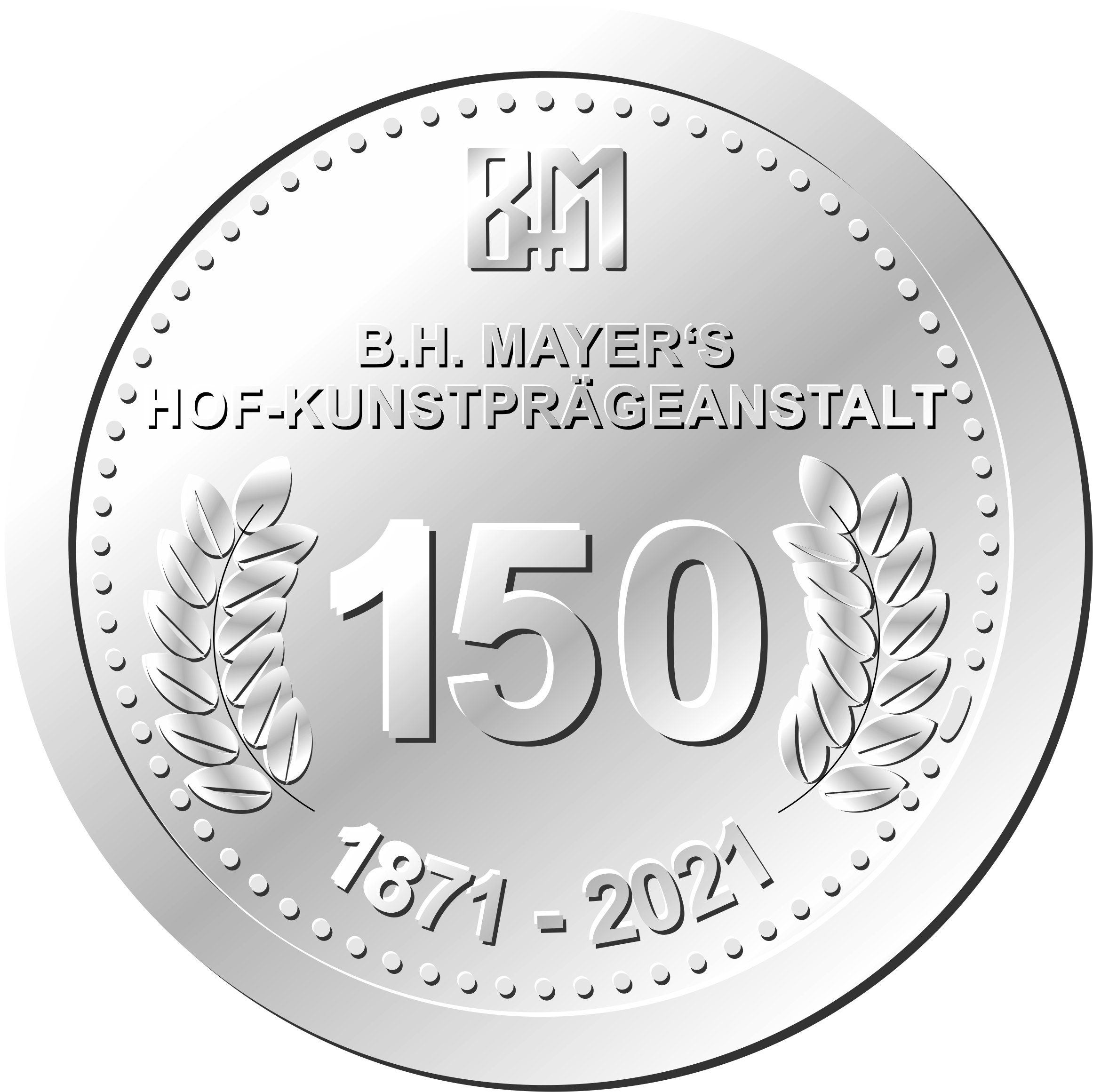 Jubiläumslogo des privaten Archivs der B. H. Mayer's Hof-Kunstprägeanstalt Pforzheim